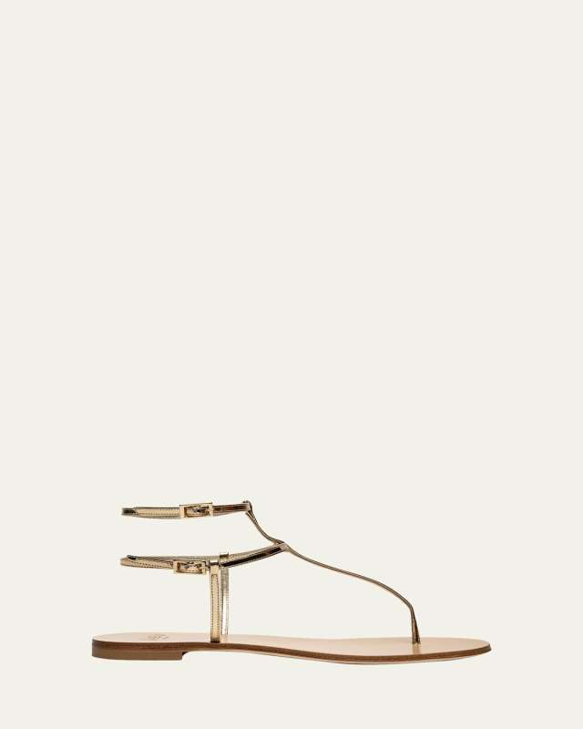 Isi Metallic Dual-Buckle Thong Sandals